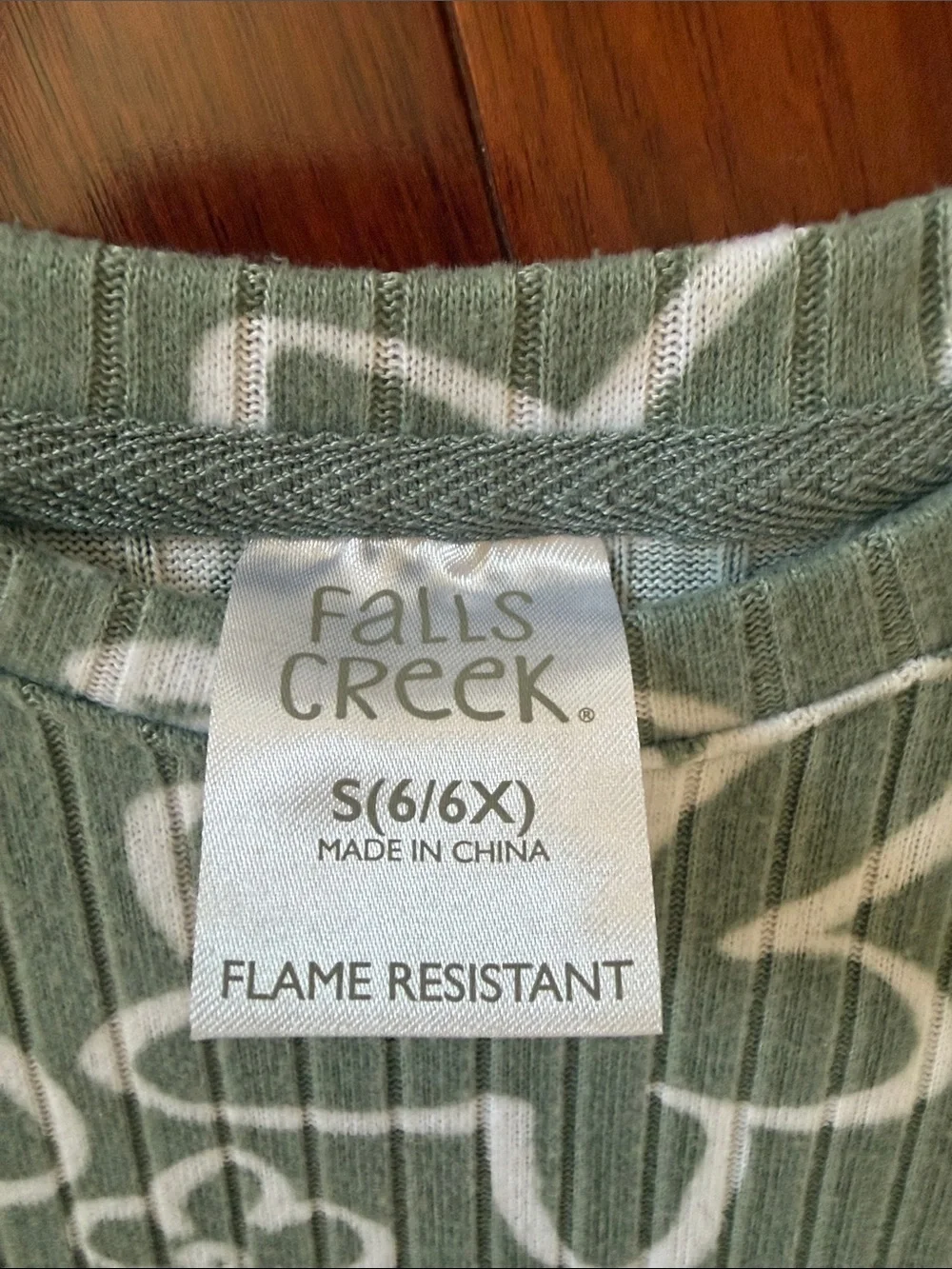 Falls Creek Olive Green Floral Ribbed Pajama Set